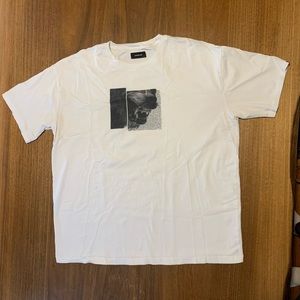 Zanerobe men’s white t-shirt with black image of wolf teeth